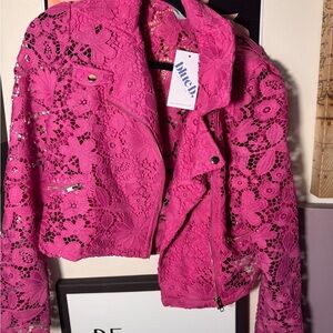 Blush Fuchsia Lace Women's Blazer